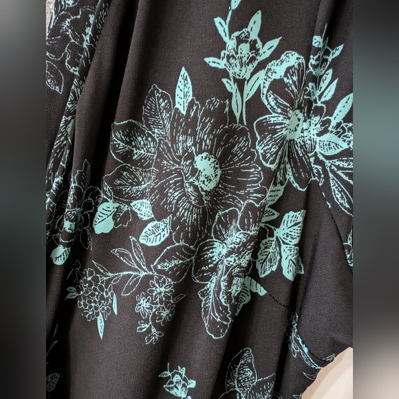 Torrid black and aqua faux wrap dress - Picture 3 of 6